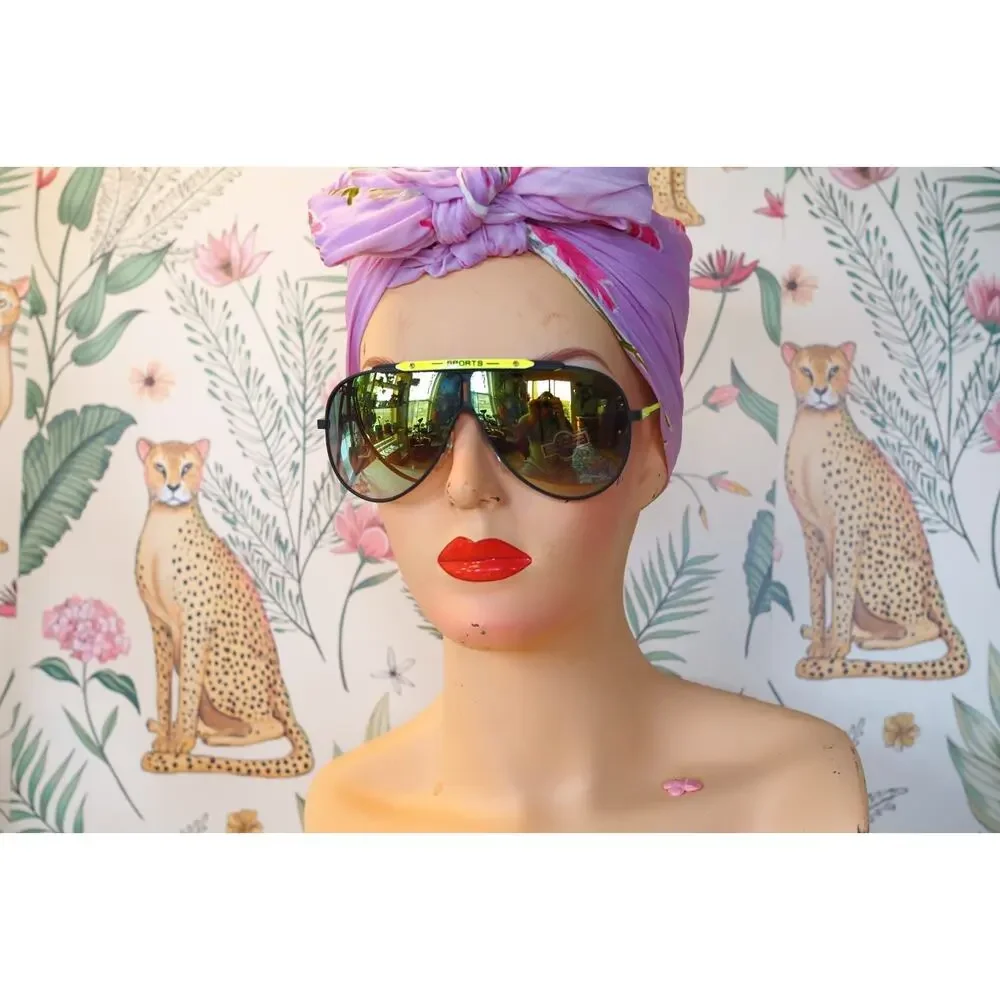 Vintage Aviator Sunglasses 1980s Taiwan NOS Multicolor Rave Party Retro Sporty